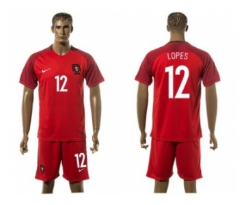 Portugal #12 Lopes Home Soccer Country Jersey