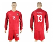 Portugal #13 Pereira Home Long Sleeves Soccer Country Jersey