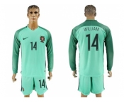 Portugal #14 William Away Long Sleeves Soccer Country Jersey