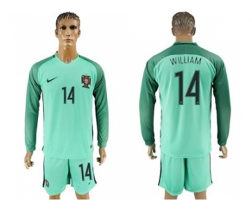 Portugal #14 William Away Long Sleeves Soccer Country Jersey