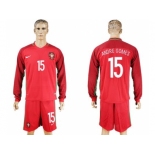 Portugal #15 Andre Gomes Home Long Sleeves Soccer Country Jersey