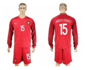 Portugal #15 Andre Gomes Home Long Sleeves Soccer Country Jersey