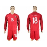 Portugal #18 Rafael Home Long Sleeves Soccer Country Jersey