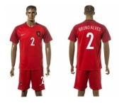 Portugal #2 Alves Home Soccer Country Jersey