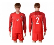 Portugal #2 B.Alves Home Long Sleeves Soccer Country Jersey