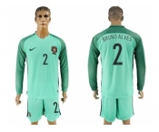 Portugal #2 Bruno Alves Away Long Sleeves Soccer Country Jersey