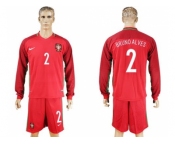 Portugal #2 Bruno Alves Home Long Sleeves Soccer Country Jersey