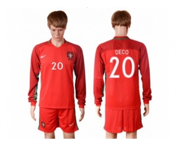 Portugal #20 Deco Home Long Sleeves Soccer Country Jersey