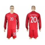 Portugal #20 Quaresma Home Long Sleeves Soccer Country Jersey1