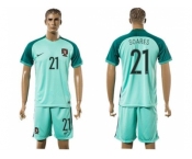 Portugal #21 Soares Away Soccer Country Jersey