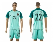 Portugal #22 Carvalho Away Soccer Country Jersey