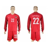 Portugal #22 Carvalho Home Long Sleeves Soccer Country Jersey