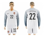 Portugal #22 Carvalho White Goalkeeper Long Sleeves Soccer Country Jersey