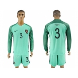 Portugal #3 Pepe Away Long Sleeves Soccer Country Jersey