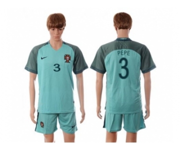 Portugal #3 Pepe Away Soccer Country Jersey