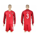 Portugal #3 Pepe Home Long Sleeves Soccer Country Jersey1