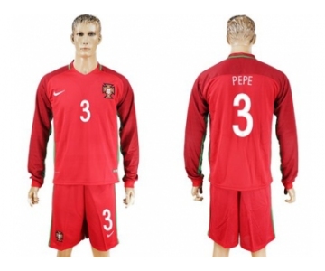 Portugal #3 Pepe Home Long Sleeves Soccer Country Jersey1