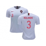 Portugal #3 Rolando Away Soccer Country Jersey