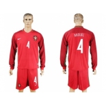 Portugal #4 Miguel Home Long Sleeves Soccer Country Jersey1