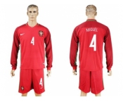 Portugal #4 Miguel Home Long Sleeves Soccer Country Jersey1