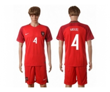 Portugal #4 Miguel Home Soccer Country Jersey