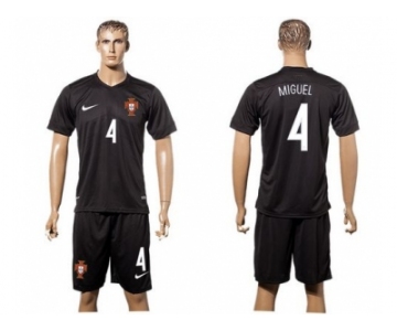 Portugal #4 Miguel SEC Away Soccer Country Jersey