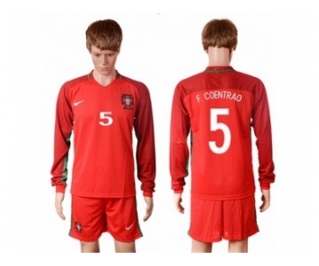 Portugal #5 F.Coentrao Home Long Sleeves Soccer Country Jersey