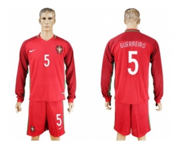 Portugal #5 Guerreiro Home Long Sleeves Soccer Country Jersey