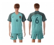 Portugal #6 Carvalho Away Soccer Country Jersey