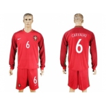 Portugal #6 Carvalho Home Long Sleeves Soccer Country Jersey1