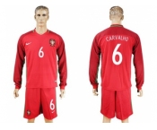 Portugal #6 Carvalho Home Long Sleeves Soccer Country Jersey1