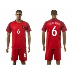 Portugal #6 Carvalho Home Soccer Country Jersey