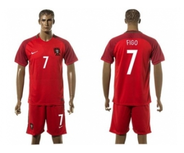 Portugal #7 Figo Home Soccer Country Jersey