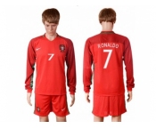 Portugal #7 Ronaldo Home Long Sleeves Soccer Country Jersey