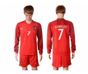 Portugal #7 Ronaldo Home Long Sleeves Soccer Country Jersey