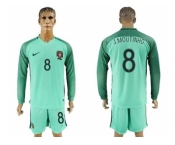 Portugal #8 J.Moutinho Away Long Sleeves Soccer Country Jersey