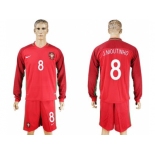 Portugal #8 J.Moutinho Home Long Sleeves Soccer Country Jersey1