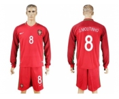 Portugal #8 J.Moutinho Home Long Sleeves Soccer Country Jersey1