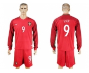 Portugal #9 Eser Home Long Sleeves Soccer Country Jersey