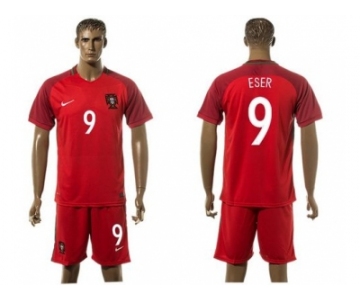 Portugal #9 Eser Home Soccer Country Jersey