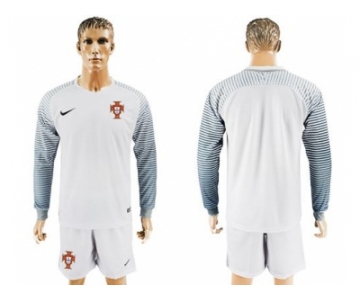 Portugal Blank White Goalkeeper Long Sleeves Soccer Country Jersey