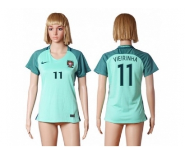 Women Portugal #11 Vieirinha Away Soccer Country Jersey1