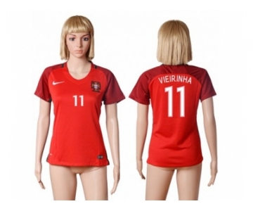 Women Portugal #11 Vieirinha Home Soccer Country Jersey1