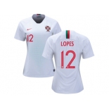 Women Portugal #12 Lopes Away Soccer Country Jerseys