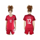 Women Portugal #12 Lopes Home Soccer Country Jersey