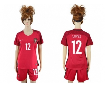 Women Portugal #12 Lopes Home Soccer Country Jersey