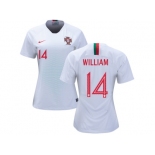 Women Portugal #14 William Away Soccer Country Jerseys