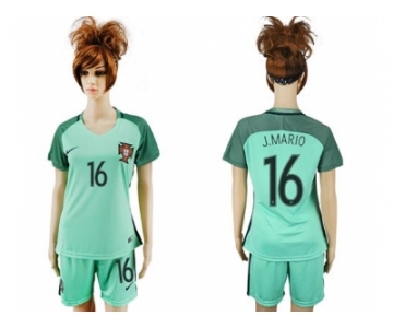 Women Portugal #16 J.Mario Away Soccer Country Jersey