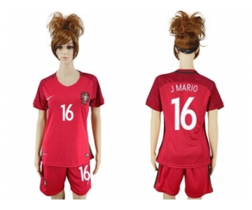 Women Portugal #16 J.Mario Home Soccer Country Jersey