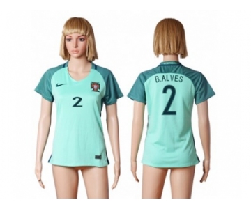 Women Portugal #2 B.Alves Away Soccer Country Jersey